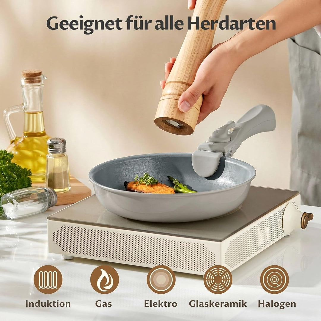Pfanne Induktion 20, 24, 28 cm, Bratpfanne mit Antihaft-Keramikbeschichtung, Molekular gebondeter In