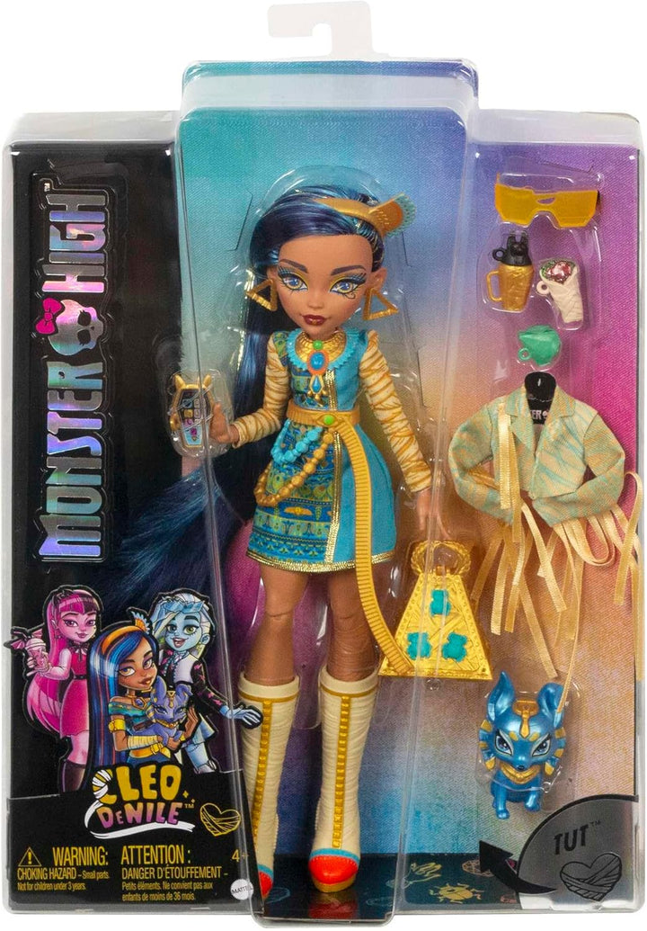 Monster High Cleo de Nile Puppe, Mummie Modepuppe, Königliches Outfit, Killerstiefel, Pyramidenrucks