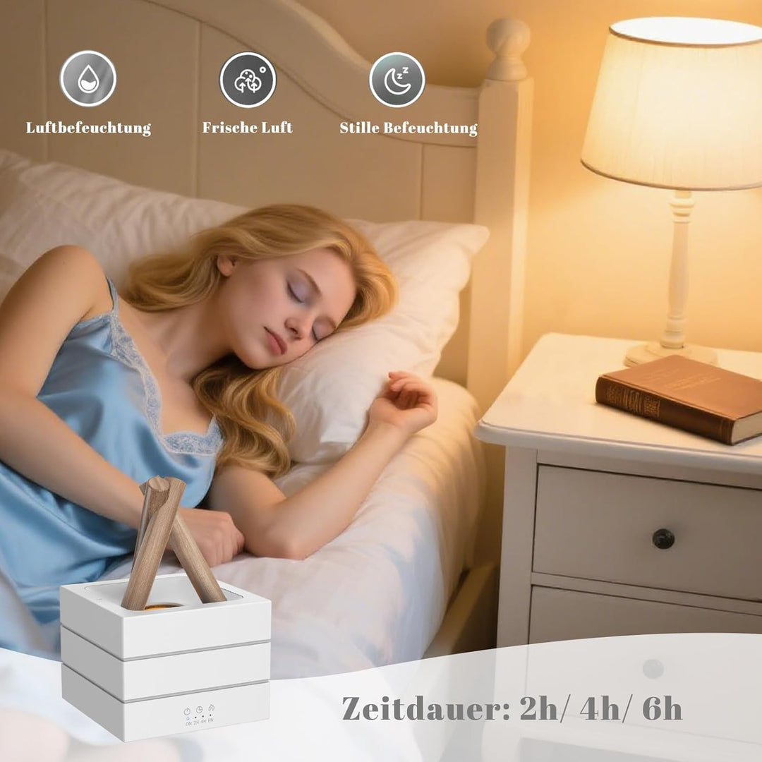 Luftbefeuchter, 280ml Flammen Duft Diffuser, Aufladbarer Luftbefeuchter mit Farbiges Licht, Drei Gan