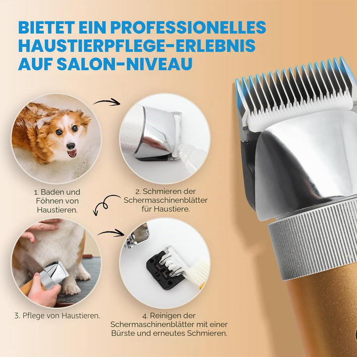 400W Profi Hundeschermaschine CGOLDENWALL Akku Tierhaarschneider 5h Standby Geräuscharm weniger als