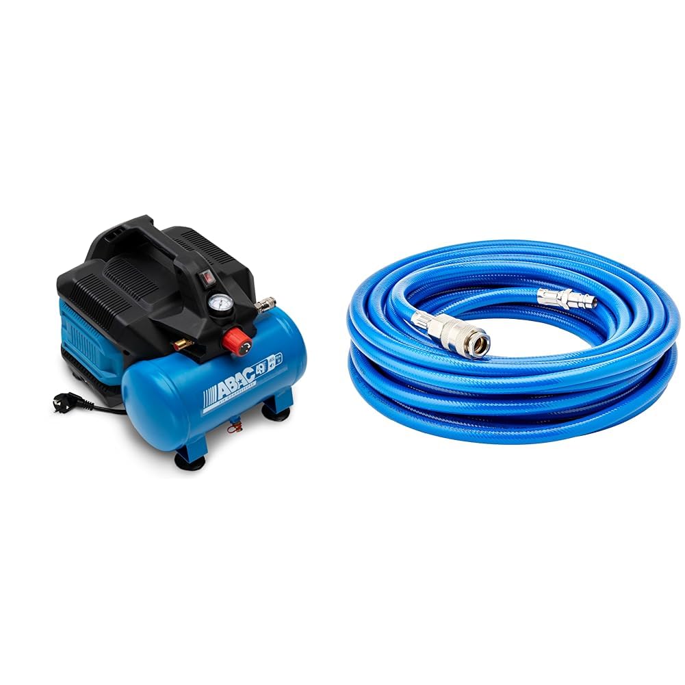 ABAC Geräuscharmer Tragbarer Luftkompressor EASE-AIR 6 & BGS 3250 Druckluftschlauch, 10 m, Innendurc