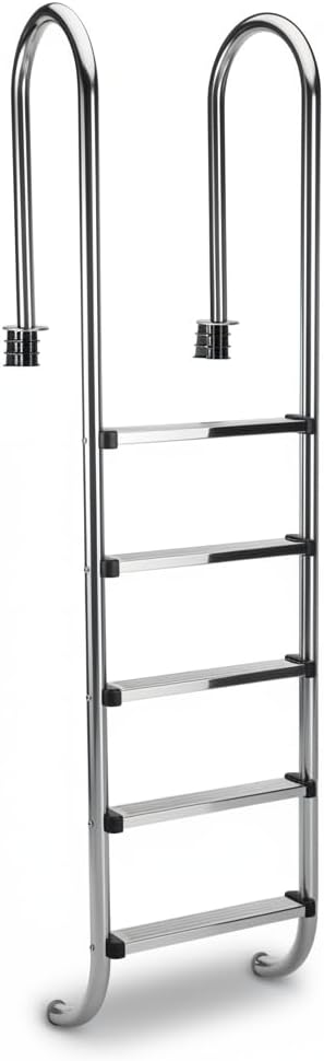 Melko Poolleiter 5stufig Edelstahl Schwimmbecken Treppe Hochbeckenleiter Einbauleiter 5 Stufen, 5 St