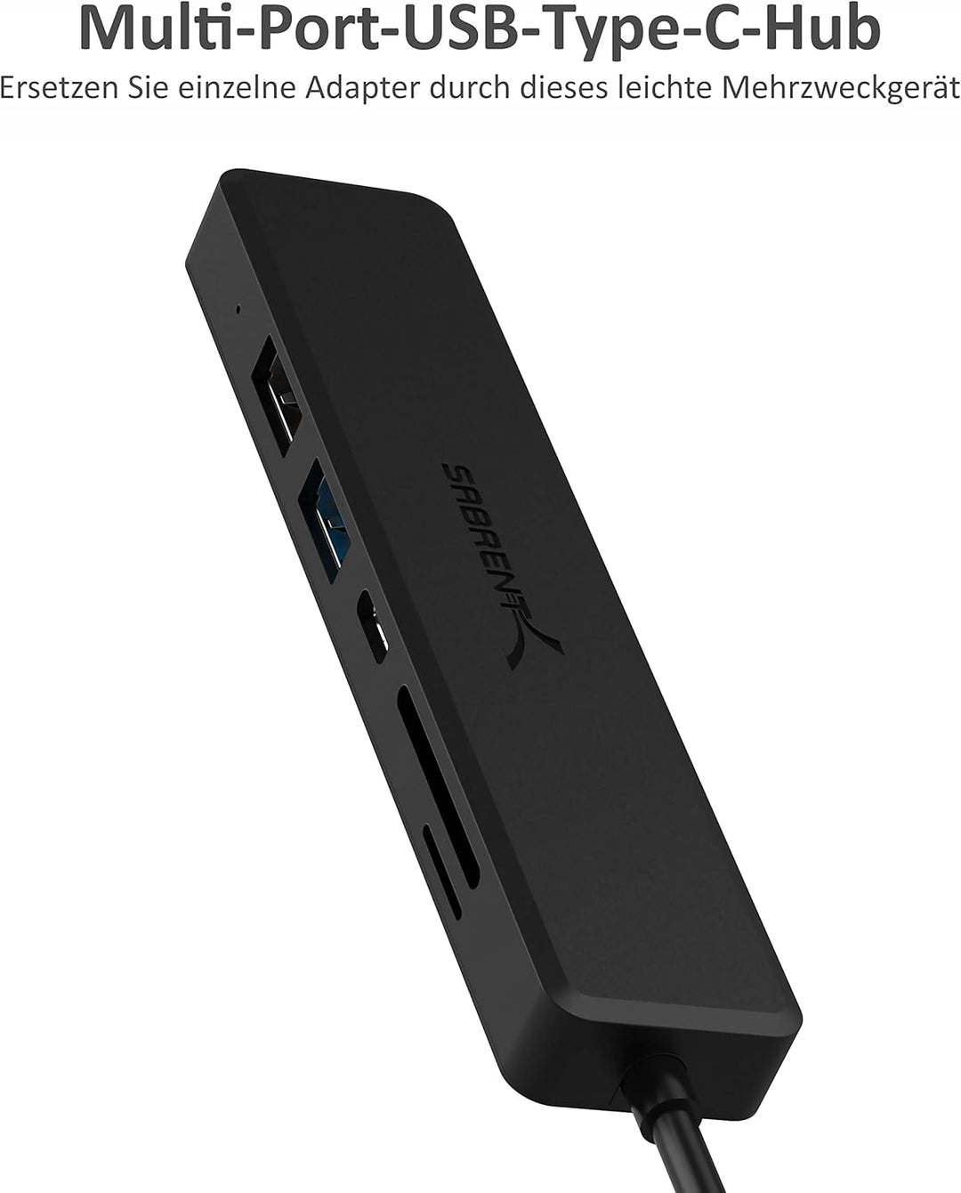SABRENT USB C Hub mit HDMI 4K 30Hz, 60W USB-C PD Ladegerät und SD/Micro SD Kartenleser (HB-TC6C) 6-i