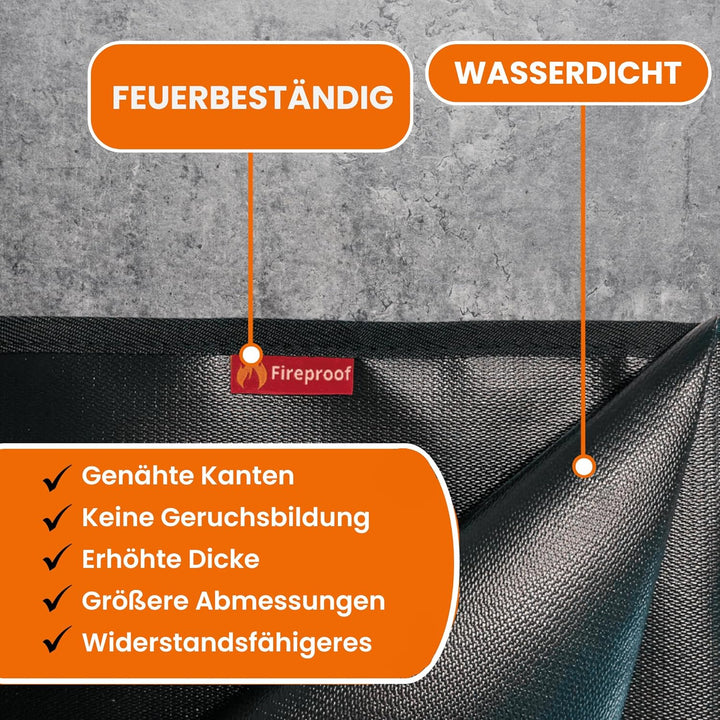 Grillunterlage Bodenschutzmatte | Extra gross 160 x 130 cm | Matte für unter Grill |Inklusive Schürz