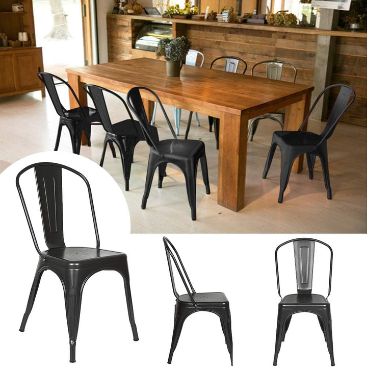 YJIIJY 4er Set Metall Esszimmerstuhl Stapelbarer Stuhl im Industriestil für Bar/Kaffee/Restaurant (s