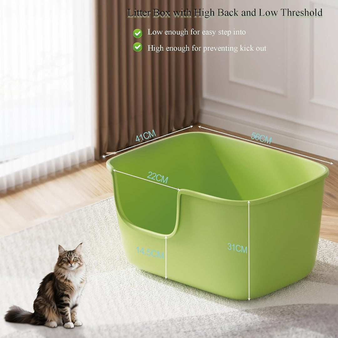 Vealind Grosse Katzenklo XXL Katzentoilette für Mehrkatzenhaushalte， 56L x 41W x 31H cm Offene Katze