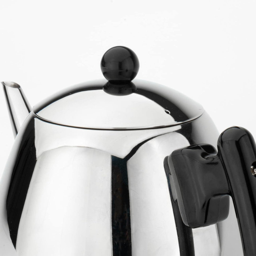 Teekanne Set 1.2 Liter - Edelstahl doppelwandig glänzend - Grosser Teebereiter mit Tee-Filter-Sieb-A