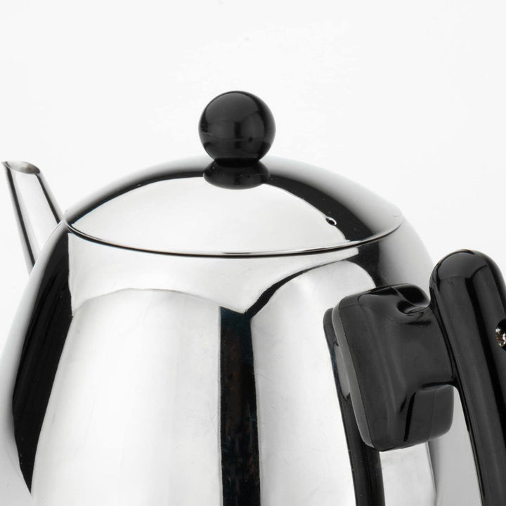 Teekanne Set 1.2 Liter - Edelstahl doppelwandig glänzend - Grosser Teebereiter mit Tee-Filter-Sieb-A