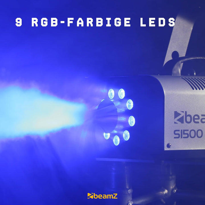BeamZ S1500LED Nebelmaschine mit Lichteffekt, 1500 Watt, RGBW LEDs, Fogger, Rauchmaschine mit LED, F