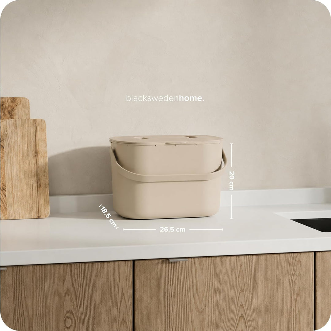 blackswedenhome. Biomülleimer Küche - 7L - Design Komposteimer mit Sieb - Bio-Mülleimer Geruchsdicht