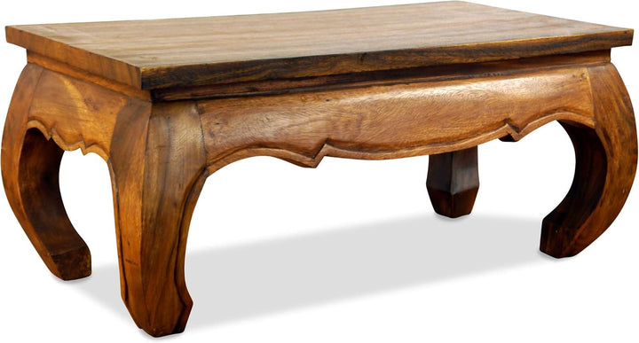 livasia Opiumtisch, Couchtisch aus Massivholz, Sofatisch, Massivholztisch Braun, Braun