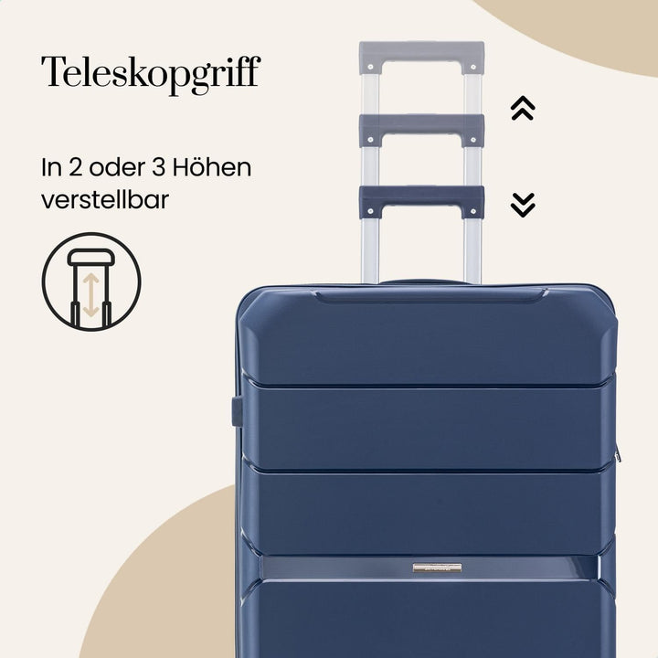Urban Adventurer Reisekoffer 79L – Dunkelblau – Trolley mittelgross Hartschale mit Zahlenschloss & 4
