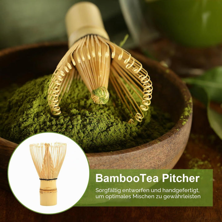 5 in 1 Matcha Set Japanisches Matcha Tee Set mit Matcha Besen, Matcha Schale mit Ausgiesser, Matcha