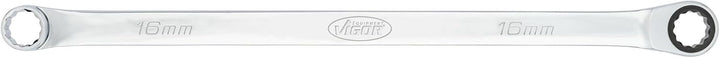 VIGOR Ratschen-Ringschlüssel V7031-16, extra lang, 16 mm SW, 362 mm Länge, 72 Zähne, verchromt und p