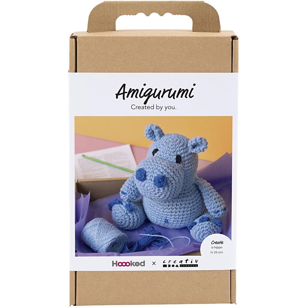 Creativ Company Amigurumi DIY Häkelset (Nilpferd - Blau, Hellblau) Nilpferd - Blau, Hellblau - Höhe: