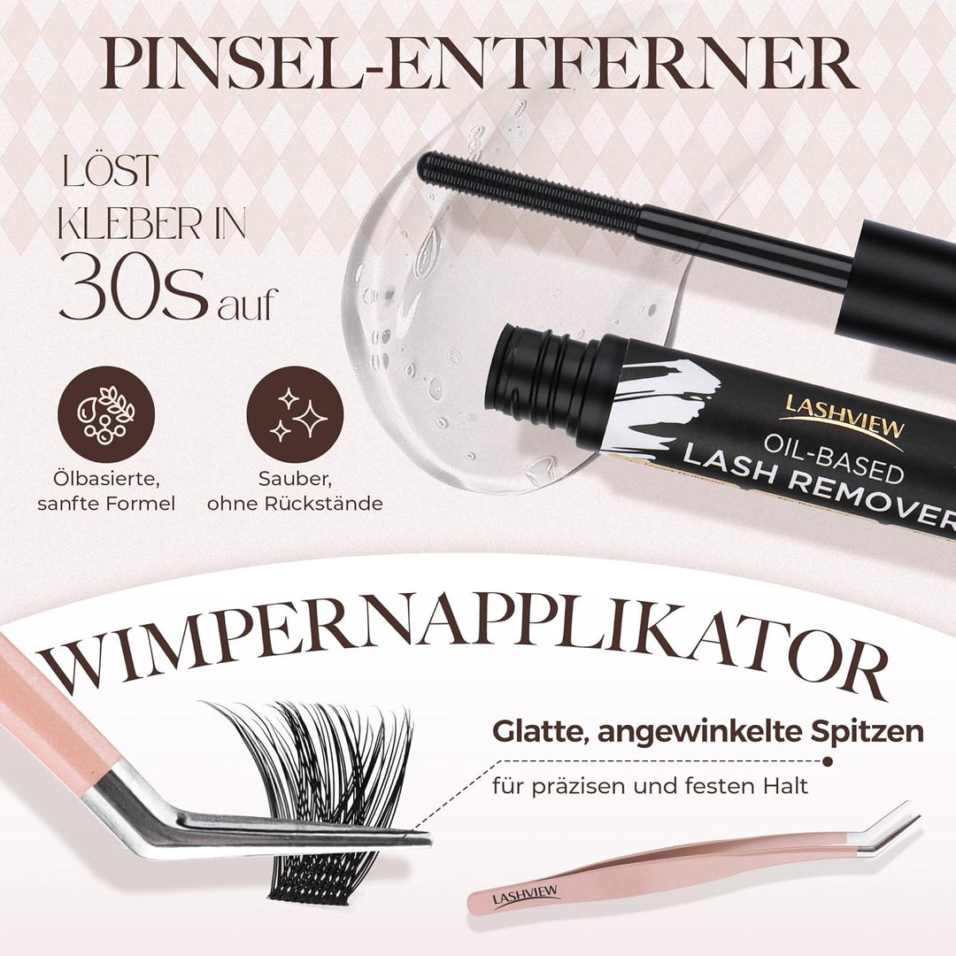 LASHVIEW Wimpern Extensions Kit, 196 Pieces Cluster Lashes, D Curl Volume Künstliche Wimpern mit Wim