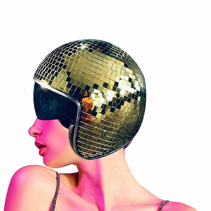 Discokugel-Hüte Disco-Helm, Klassische Disco-Kappe Mit Einziehbarem Sonnenschutz - DiscoKugel Spiege