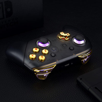 eXtremeRate DTFS LED Tasten Set für Switch pro Controller, 9 Farb-Modi 6 Separat-Tasten-Bereiche Con