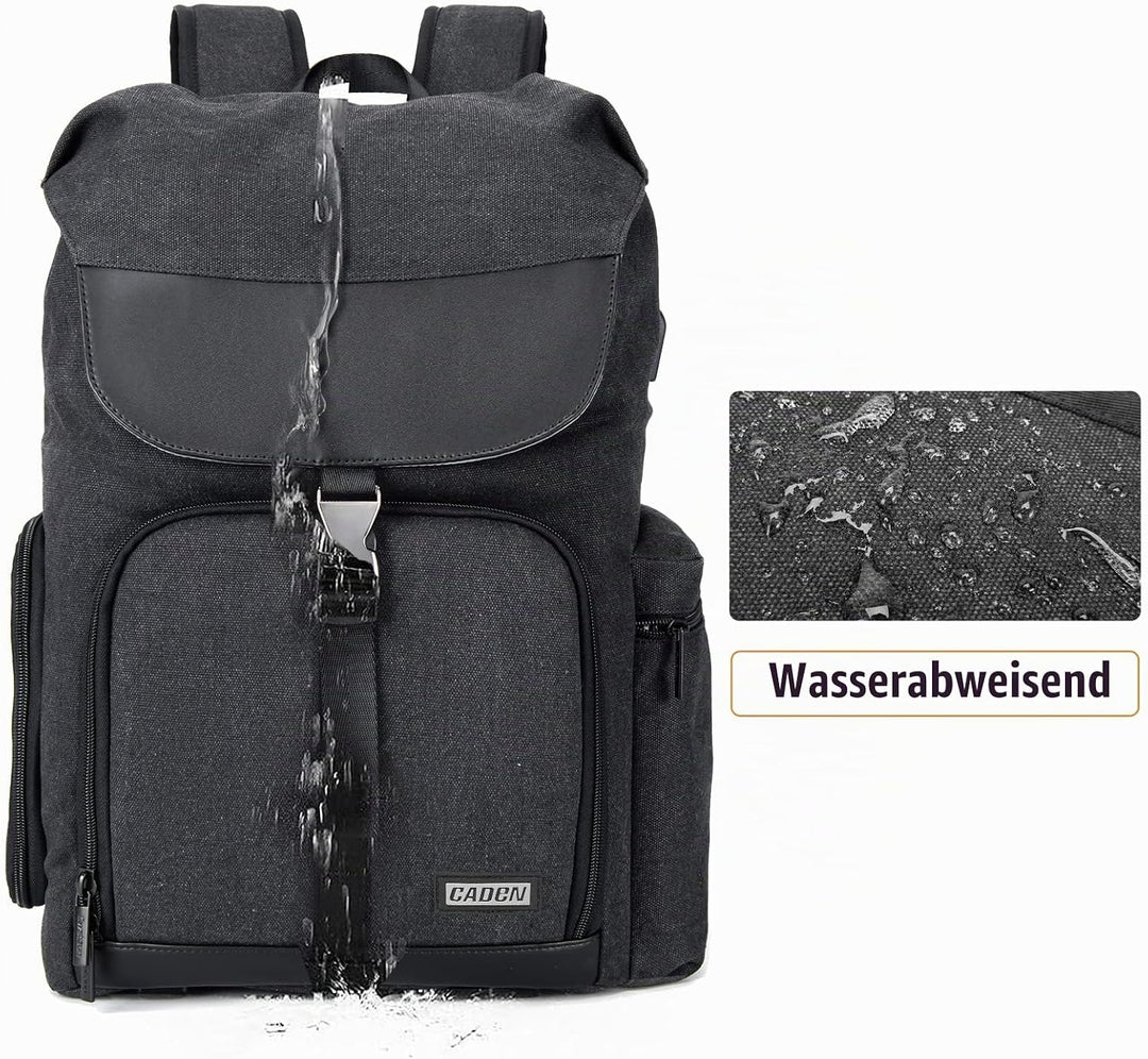 CADeN Kamerarucksack, Leinwand Professionell Fotorucksack Vintage Kameratasche 15.6&