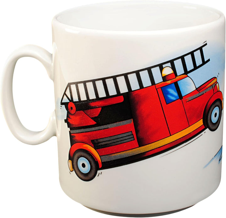 alles-meine.de GmbH 2 TLG. Set grosser Teller/Kinderteller + Henkeltasse - Feuerwehr - Feuerwehrmann
