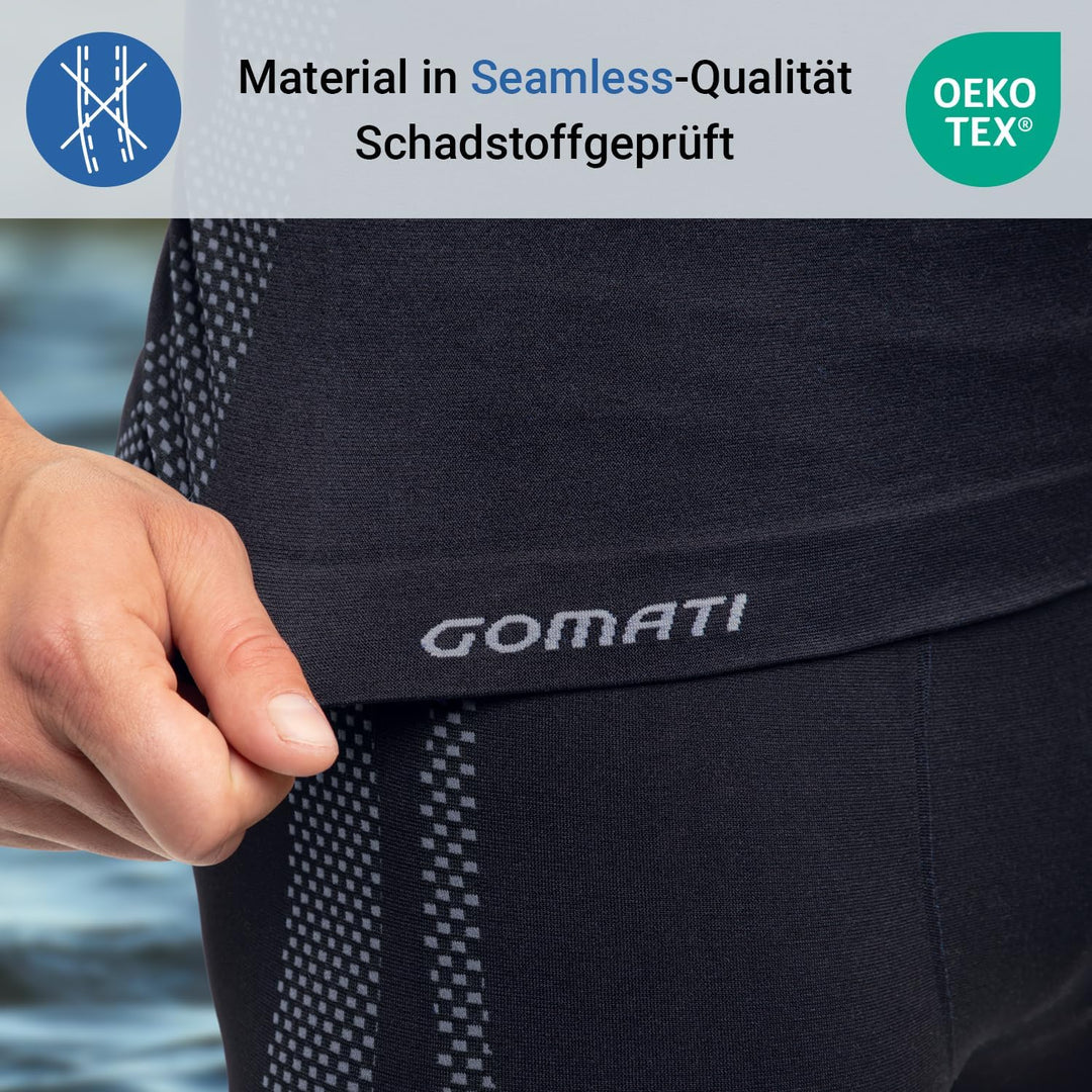 Celodoro Herren Thermo Unterwäsche Set seamless Funktionswäsche schnelltrocknend S-M Schwarz / Grau,