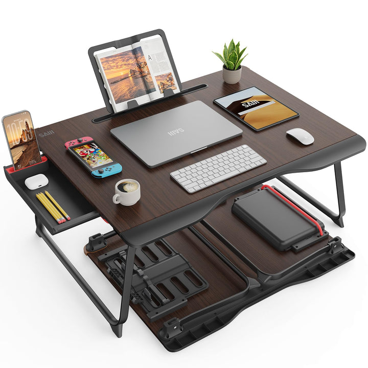 Laptop Tisch für Bett, SAIJI XXL klappbar Betttisch, für Lernen, Essen, Arbeiten, Sofa, Bett, mit Sh