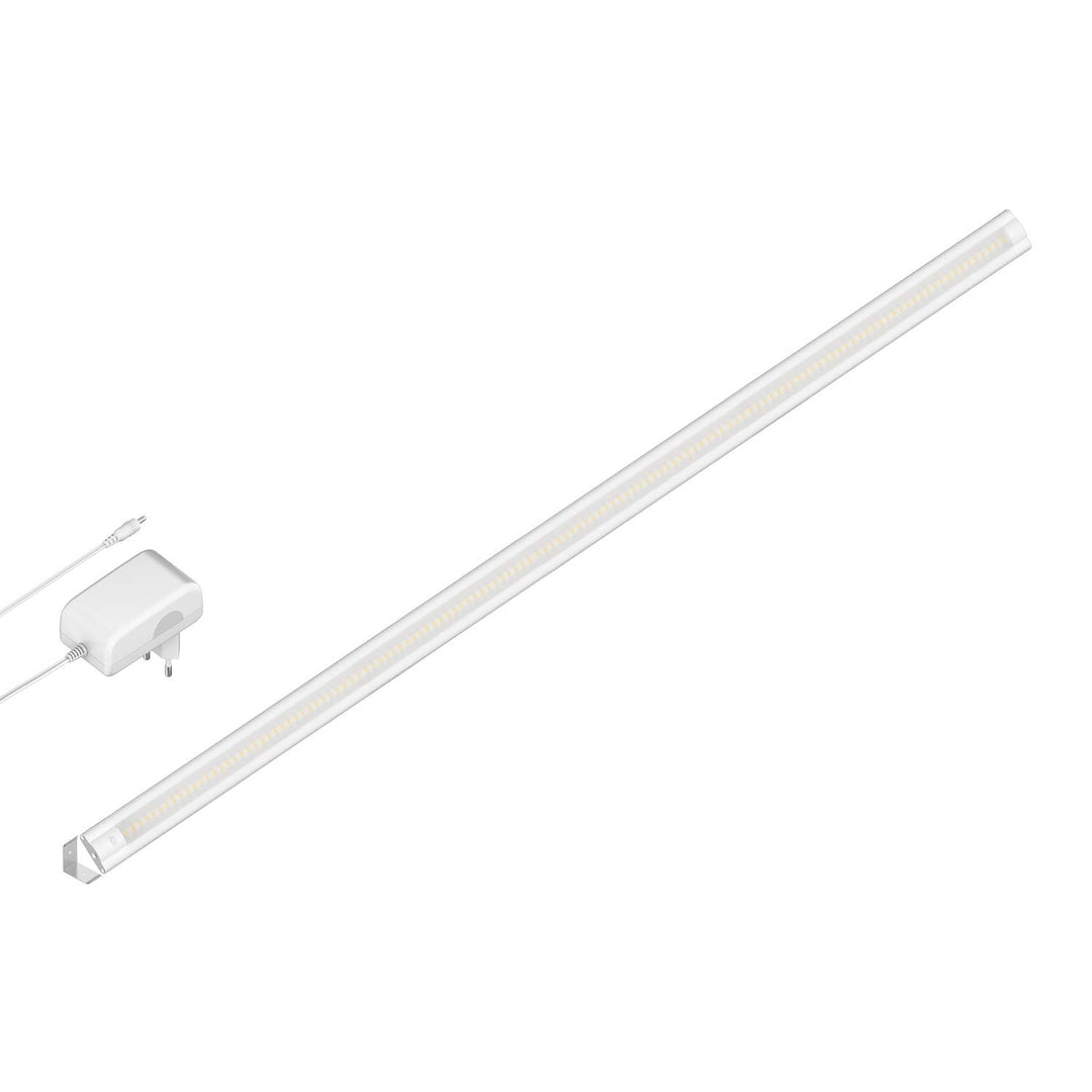 ledscom.de LED Unterbau-Leuchte SIRIS weiss matt mit Netzteil, Eckmontage, flach, 90cm, 1044lm, weis