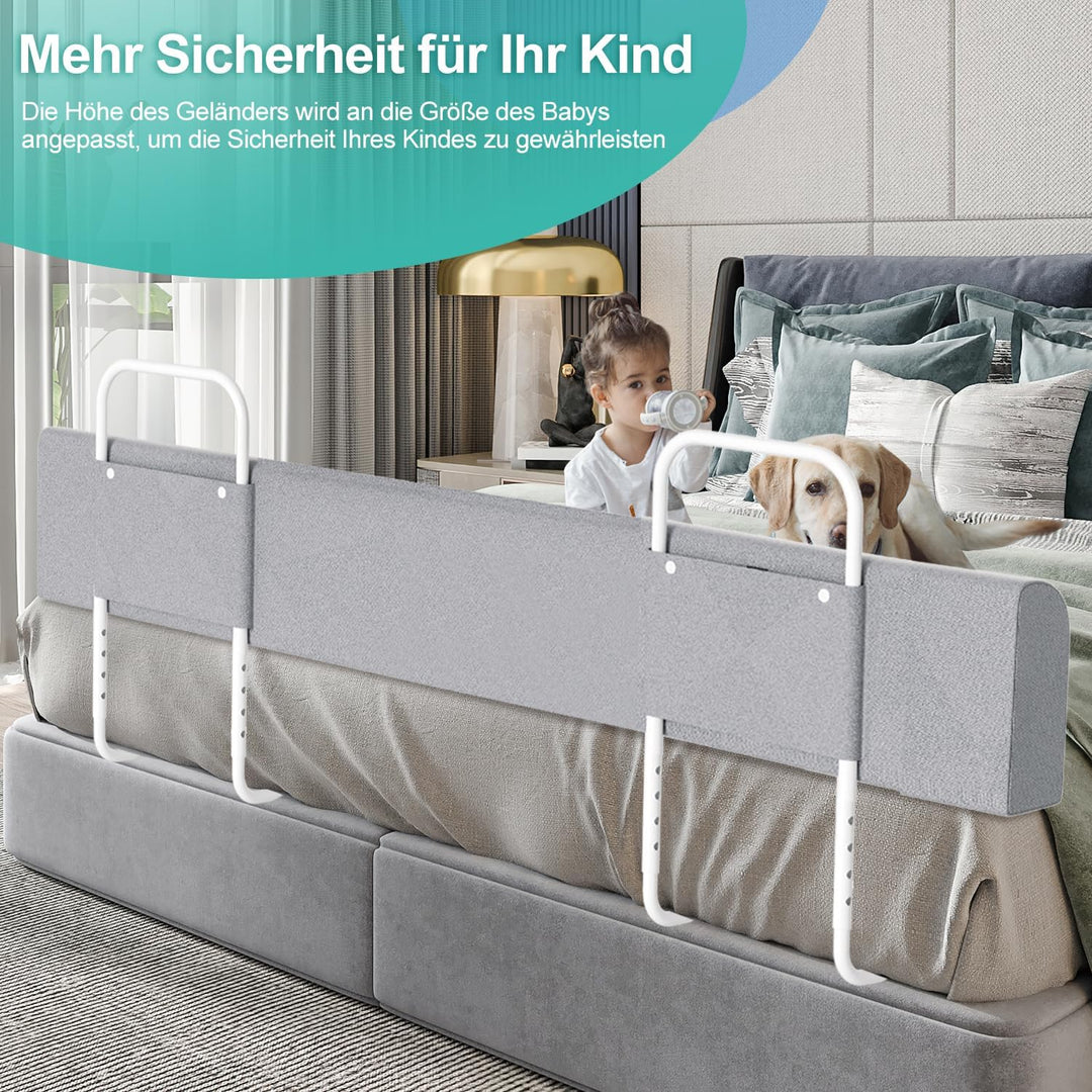 Cecaylie Bettgitter für Kinder, Bettschutzgitter, Babybettzaun, Weich Perlbaumwolle, Rausfallschutz