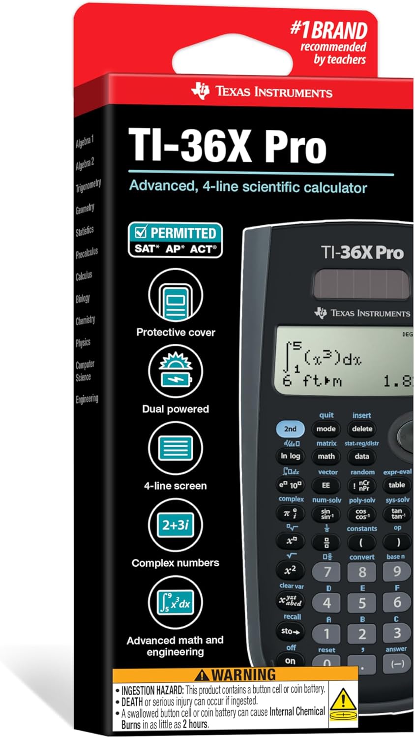 Texas Instruments TI-36X PRO Schulrechner (4-zeilig), nur mit französischer Anleitung und Sprache, 3