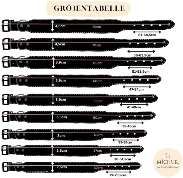 MICHUR Pablo Hundehalsband Leder, Lederhalsband Hund, Halsband, BRAUN, Leder, mit gestanzten Blumenm