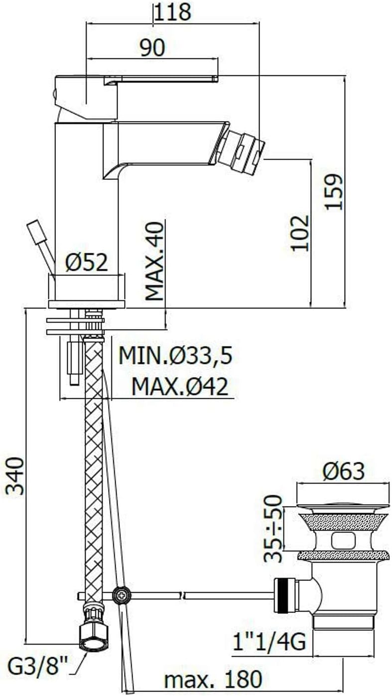 NEU NEUE BIDET ARMATUR BAD Einhandmischer MIT DRAIN RINGO RIN135 CR PAFFONI
