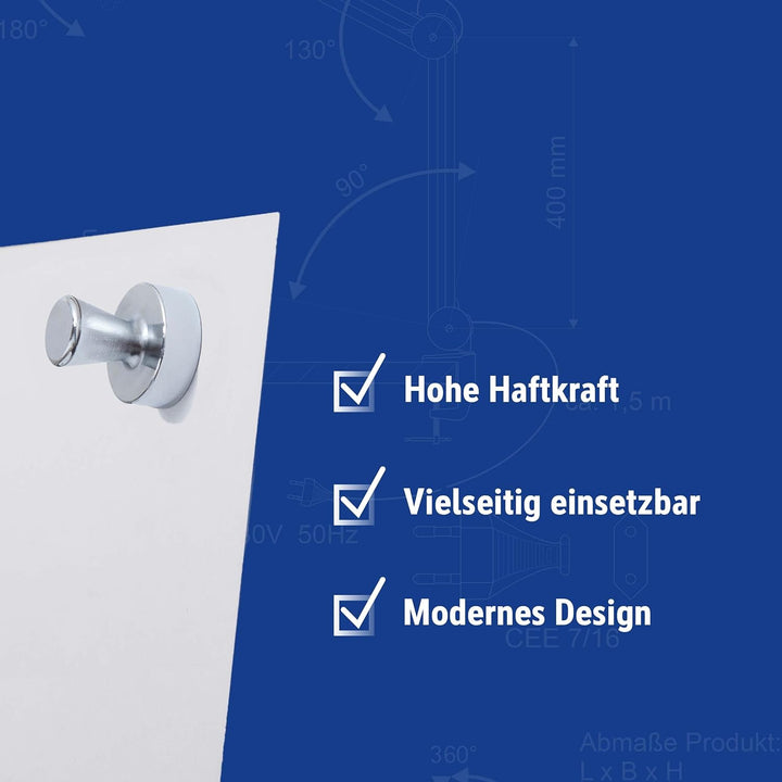 MAUL Neodym Kegelmagnet Ø32x33mm (2 Stück) | Magnete mit hoher Haftkraft für Magnettafel, Whiteboard
