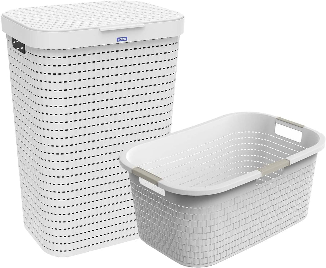 Rotho Country Wäscheset 2tlg. 55l, 40l, Kunststoff (PP) BPA-frei, weiss, 55l, 40l, Weiss