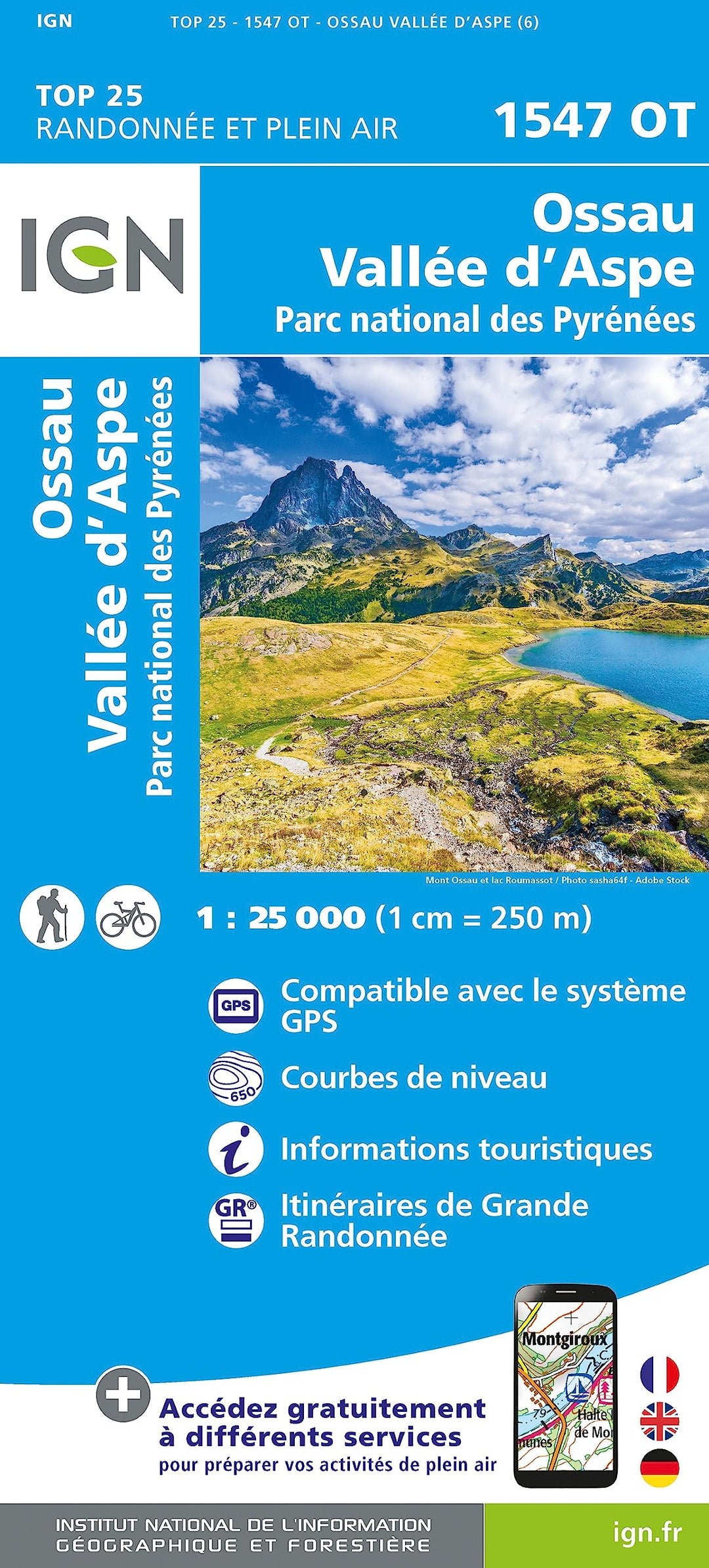 1547OT Ossau D'Aspe Parc National des Pyrenees (TOP 25), Karte