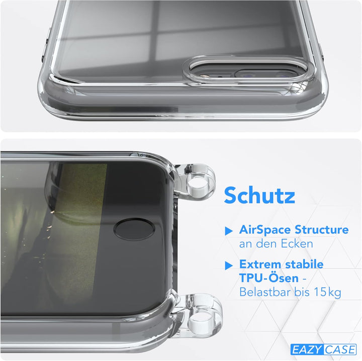 EAZY CASE Handykette kompatibel mit iPhone 7/8 Plus Handyhülle mit Umhängeband, Handykordel mit Schu