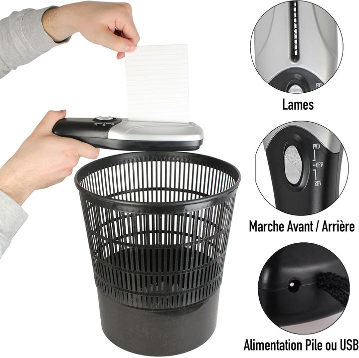 FISHTEC Elektrischer Aktenvernichter - Tragbar/Kompakt - Aktenvernichter Papiermühle - Schnellschnit