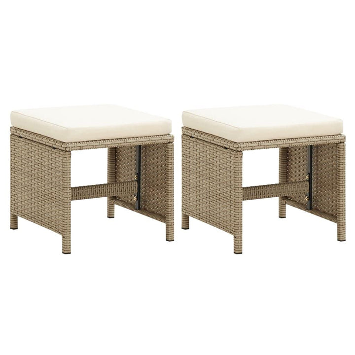 vidaXL 2X Gartenhocker mit Sitzkissen Sitzhocker Hocker Rattanhocker Gartenmöbel Fusshocker Garten B
