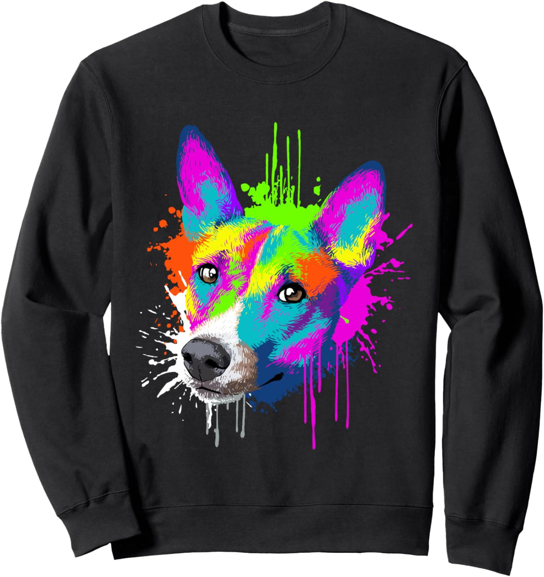 Splash Art Basenji Hundehalter Geschenkidee Hunde Sweatshirt