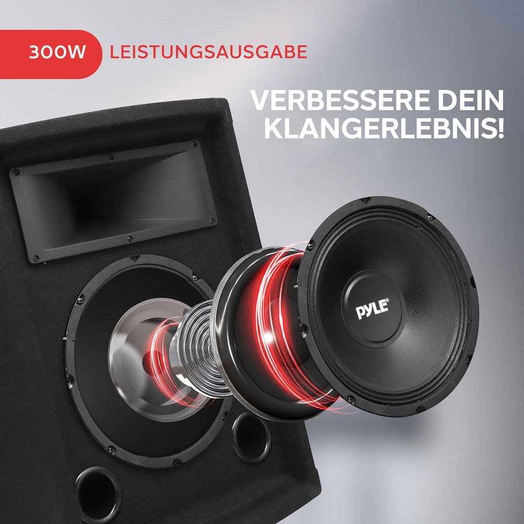 PylePro 500W Lautsprecher Passiv mit 10" Subwoofer – 2-Wege Soundsystem für Auto, DJ, Bühne & Heimki