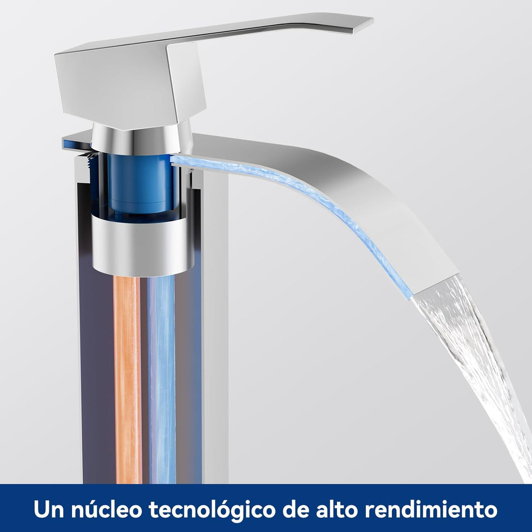 CECIPA Wasserhahn Bad Hoch, Waschtischarmatur Wasserfall, Armatur Badezimmer Edelstahl, Waschbecken