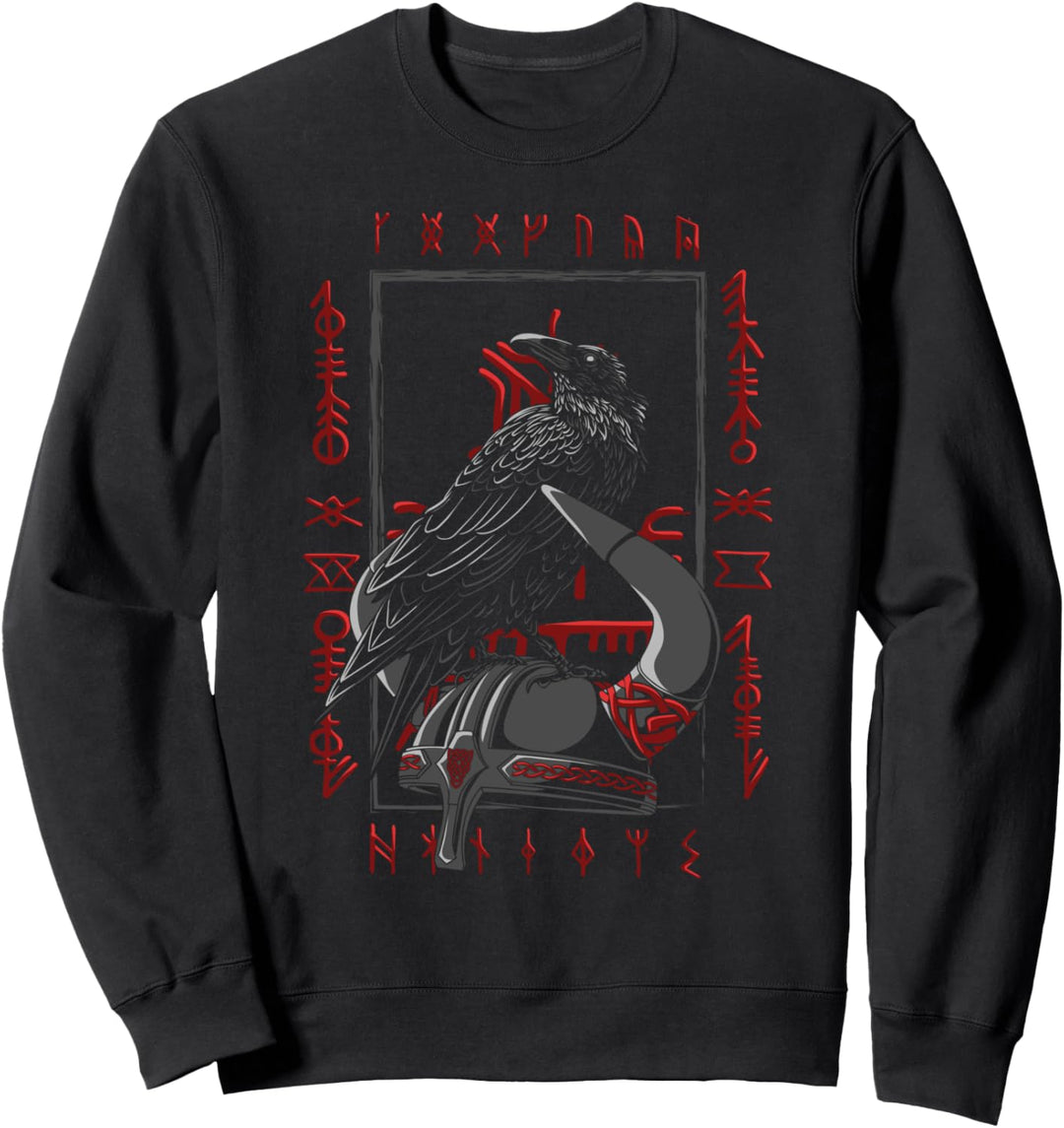 Wikingeralter – Rabe sitzt auf Wikingerhelm – Wikinger-Krieger Sweatshirt