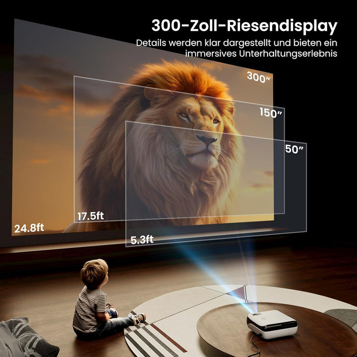 Official Google TV Smart Beamer 4k, HAPPRUN 25000L Full HD Beamer Heimkino mit Dolby Audio, Wi-Fi &