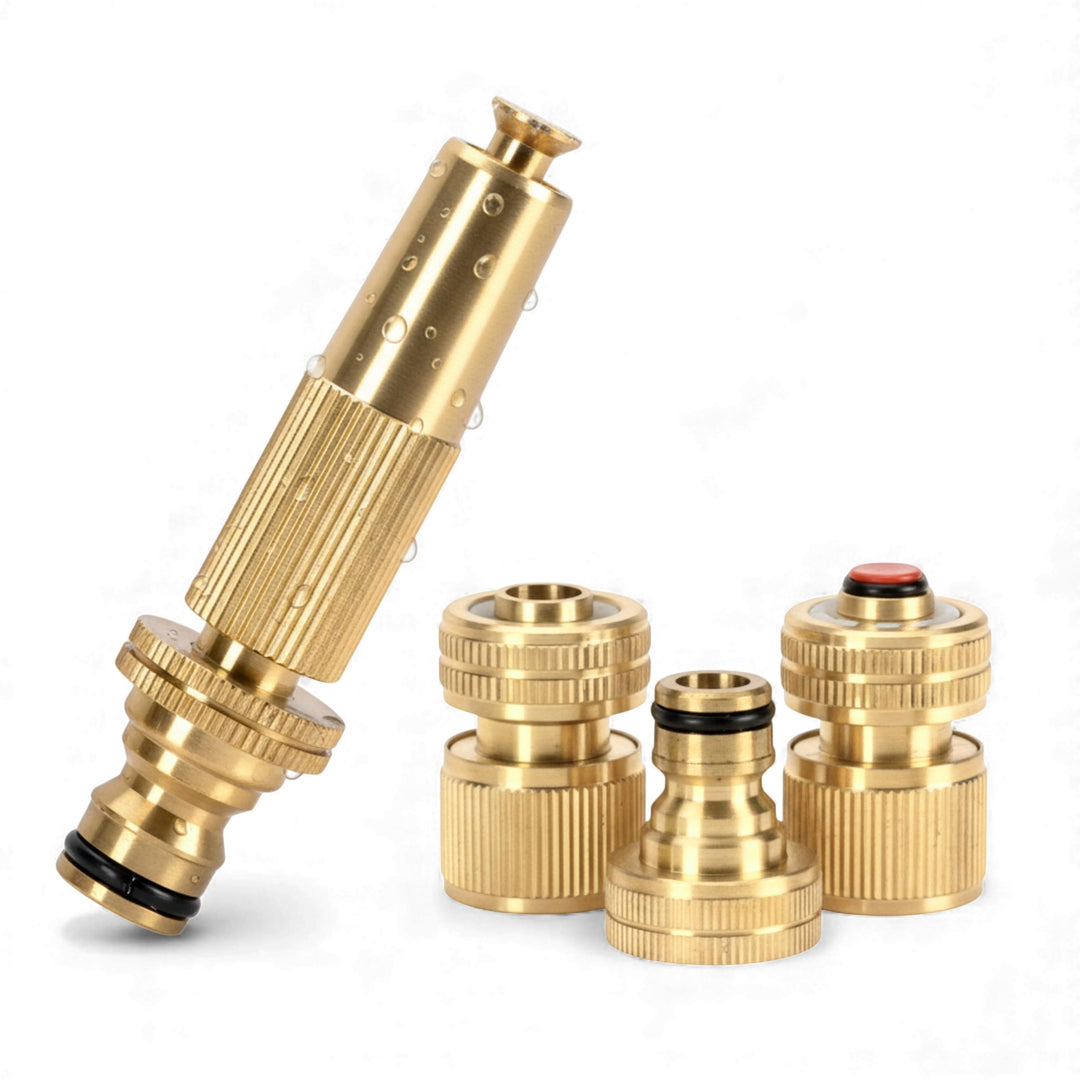 Livlig53 Gartenspritze Messing Zubehör Set 1/2" Zoll 13mm Schlauch, mit Wasserstop und Hahnanschluss