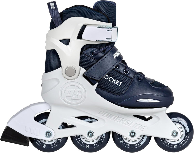 Powerslide Inline Skates Rocket Blue, grössenverstellbar, Weiss/Navy Blau für Kinder, ABEC 7 Pro Kug