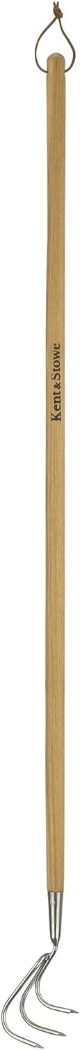 Kent & Stowe Langstiel 3 Zinken-Grubber – Garten-Grubber aus Edelstahl, zum Aufbrechen von Böden, Ga