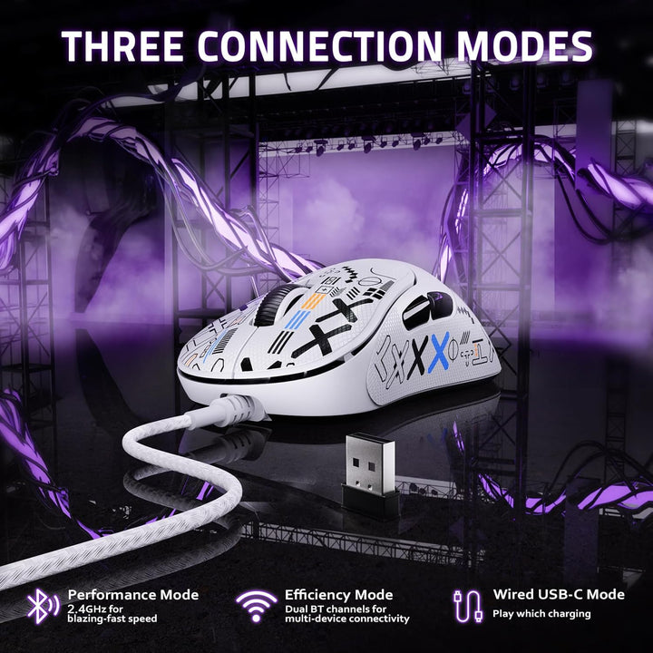 LexonElec HXSJ T700 Ultra-Light Wireless Gaming Mouse, Ergonomischer Formfaktor für Rechtshänder, BT