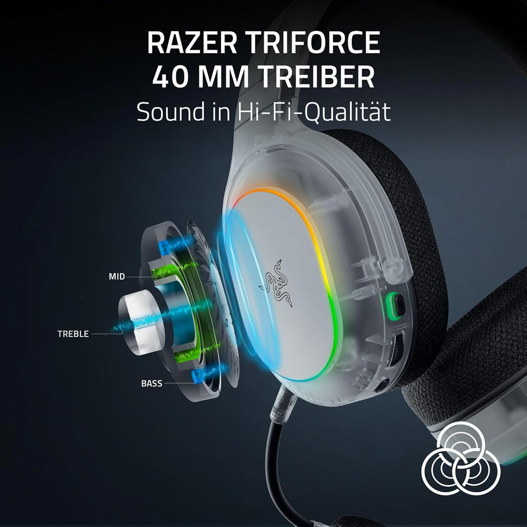 Razer Barracuda X Chroma Phantom White - Kabelloses Multi-Plattform Gaming-Headset - 285g - Triforce