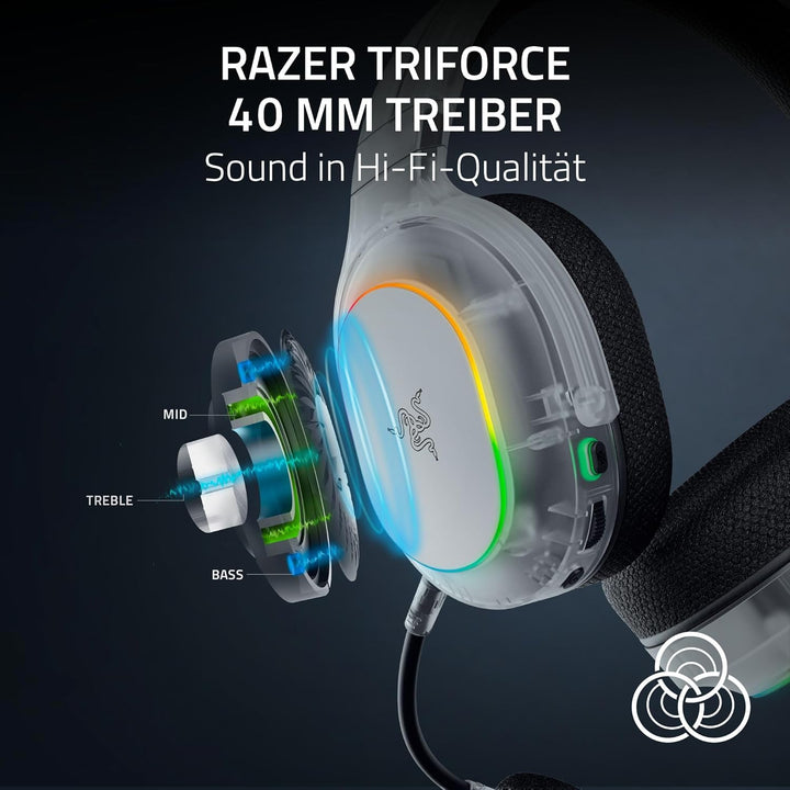 Razer Barracuda X Chroma Phantom White - Kabelloses Multi-Plattform Gaming-Headset - 285g - Triforce