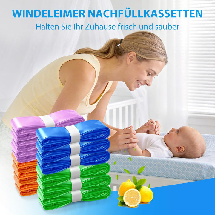 12 Stück Windeleimer Nachfüllkassetten 4.5M,Verbesserte Geruchsresistenz und Haltbarkeit,Kompatibel