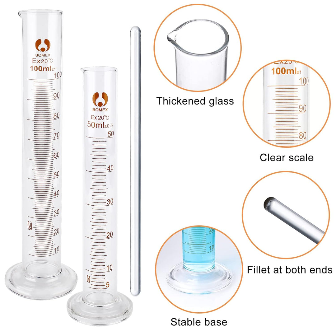 Glas Pipette Glas Messzylinder Set, Glas Pipette Dropper, 4 Stück Transfer Pipette 5ml 10ml,2 Stück
